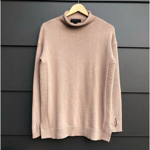 Tahari Rollneck Cotton Mix Sweater with side ribbing feature - S